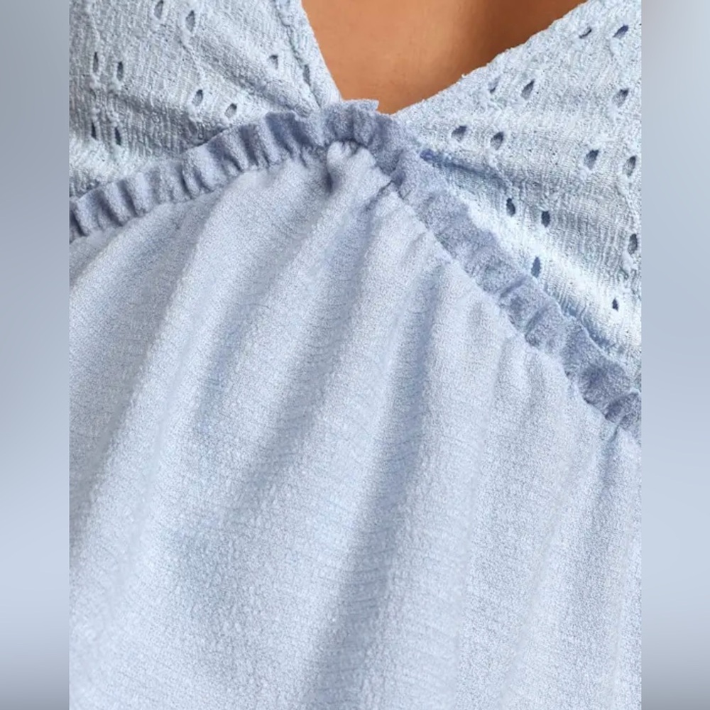 Lulus NWOT* Light Blue Eyelet Peplum Top - Picture 8 of 9